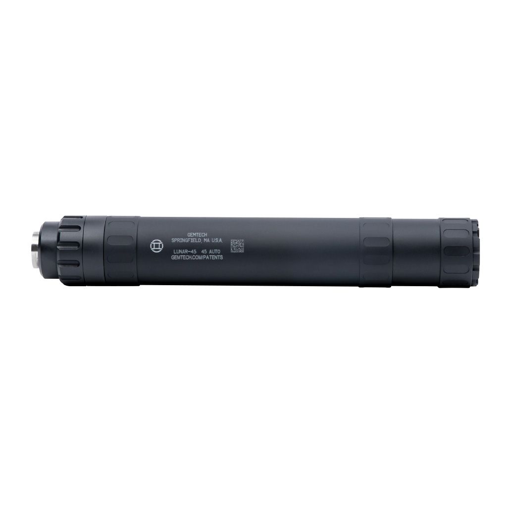 Gemtech Lunar-45 45 ACP modular pistol suppressor with .578-28 piston, black finish