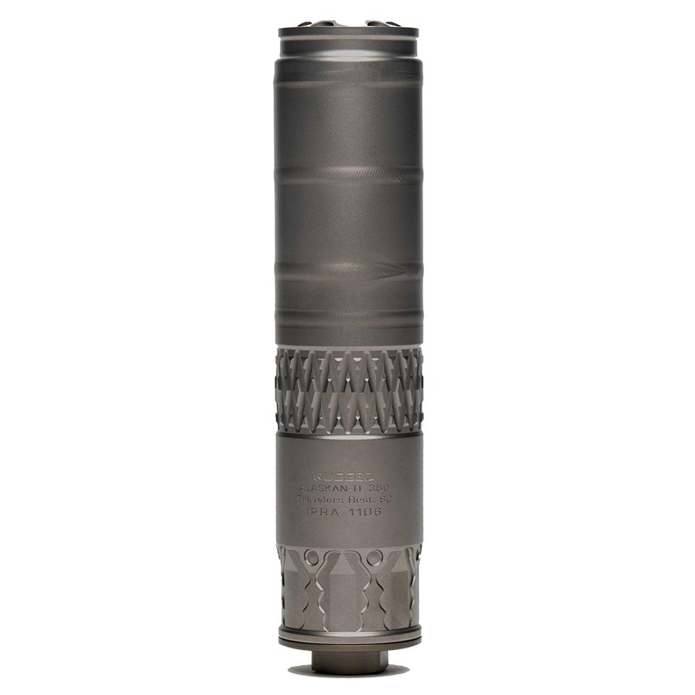 Rugged Suppressors Alaskan360Ti titanium multi-caliber suppressor 6.6-6.9in 1.6in diameter