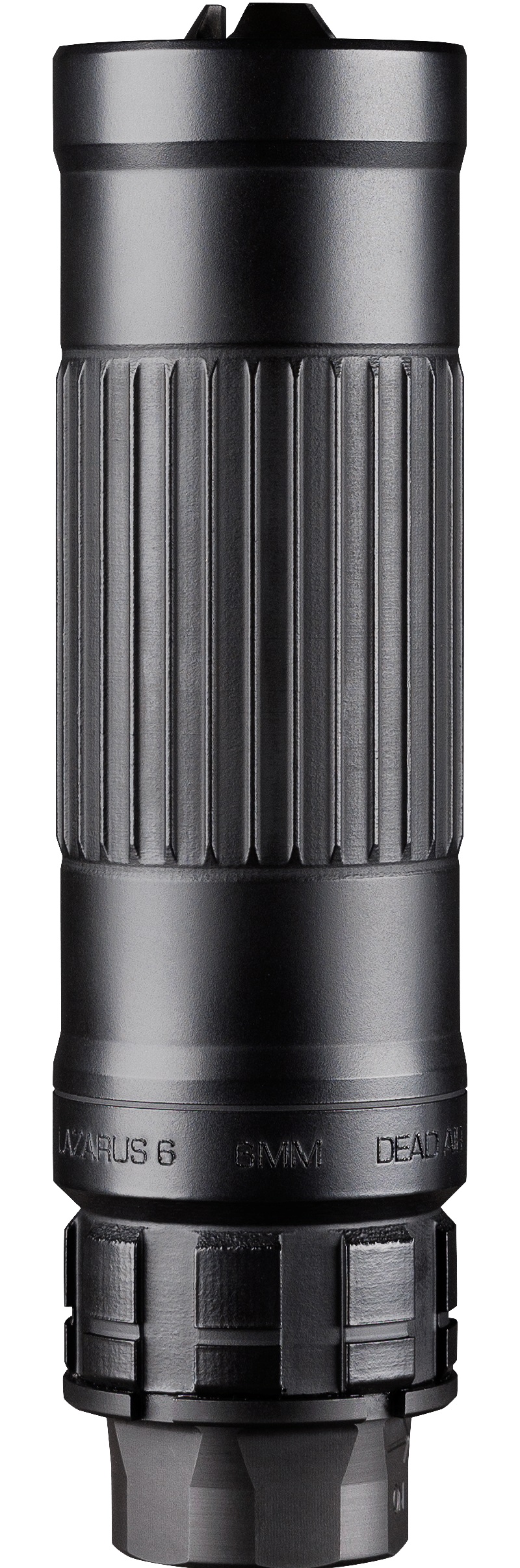 Dead Air Lazarus 6 Xeno suppressor in black, 6mm ARC / 5.56 rated, 5.89 inch length