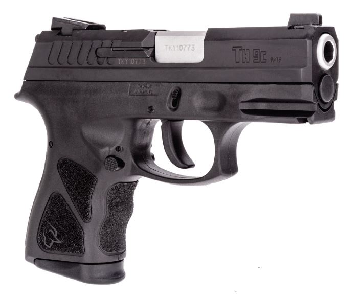 TAURUS TH9 COMPACT 9MM handgun with high capacity magazine in black finish.