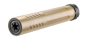 FN Rush 9Ti 9mm suppressor Flat Dark Earth, 7.3-inch overall length, 1/2-28 piston included