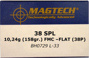 MAGTECH 38 SPECIAL 158GR LEAD - FMJ FLAT 50RD 20BX/CS