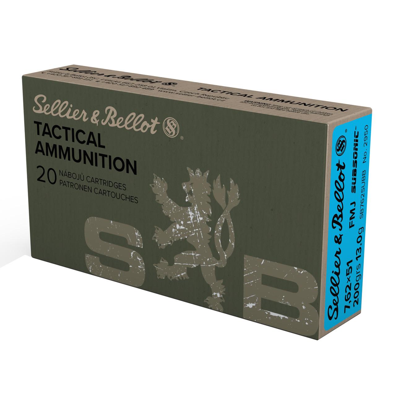 S&B Tactical Rifle Ammunition 7.62x51 200gr FMJ 1030 fps 20/ct