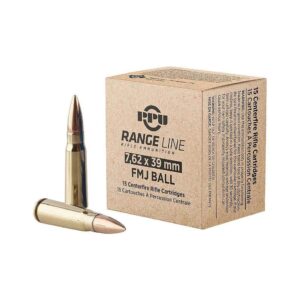 PPU Rangeline Ammunition 7.62x39 123gr FMJ 2350 fps 15/ct