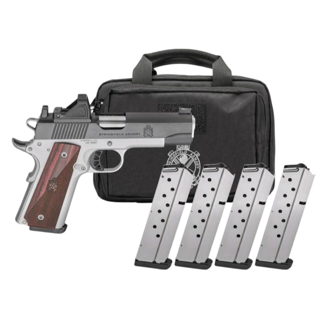 Springfield Gear Pac 1911 Ronin AOS Handgun 9mm Luger 9rd Magazines(4) 4.25" Barrel Green Dot & Bag