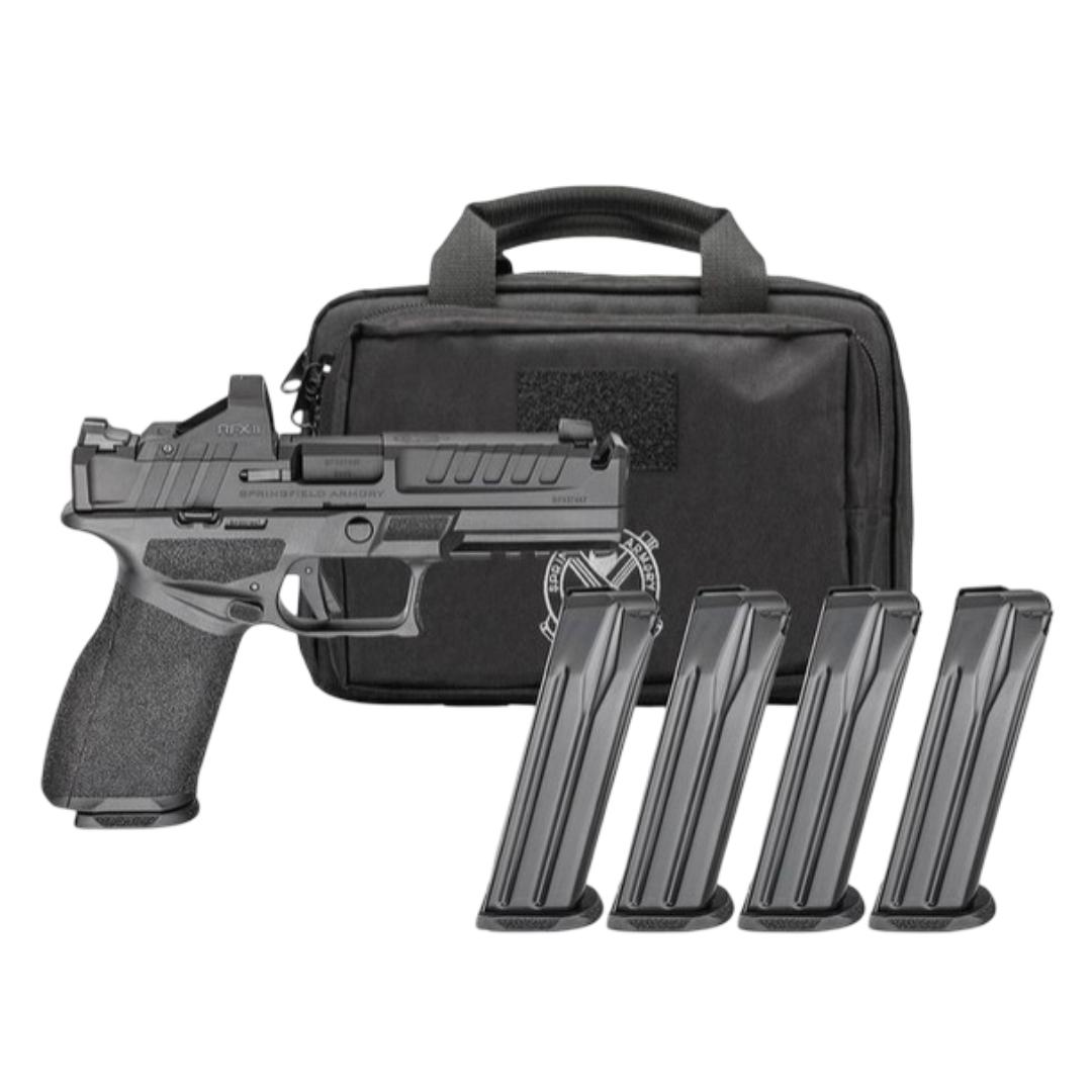 Springfield Gear Pac Echelon 4.0C Comp Handgun 9mm Luger 15(1)&18(3)rd Magazines 4" Comp Barrel Green Dot & Bag