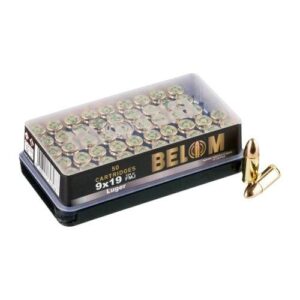 Global Ordnance Belom Handgun Ammunition 9mm 124gr FMJ 1115 fps 50/ct